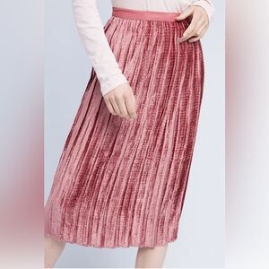 Elegant Velvet Midi Skirt in Pink NWT